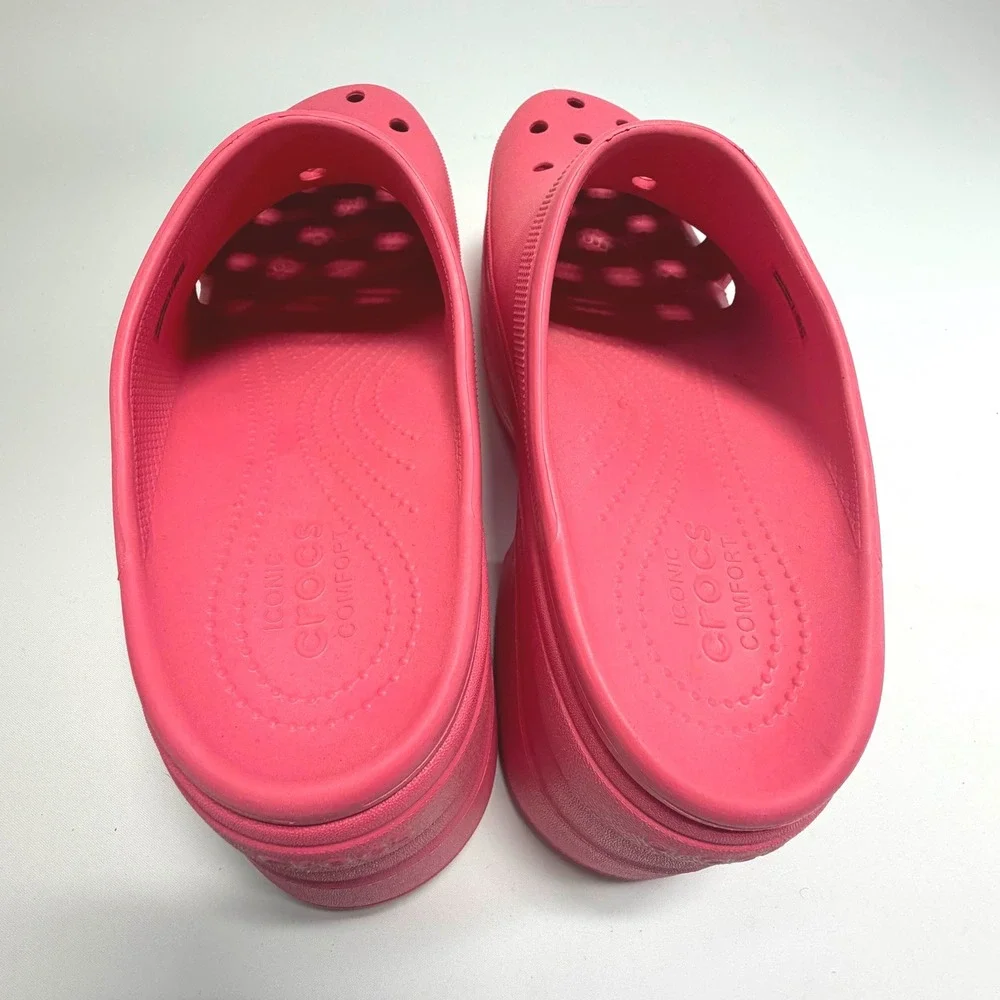 New Crocs Pink Platform Clogs Chunky Heel Mule‎ Women's Mens 13/Womens 15